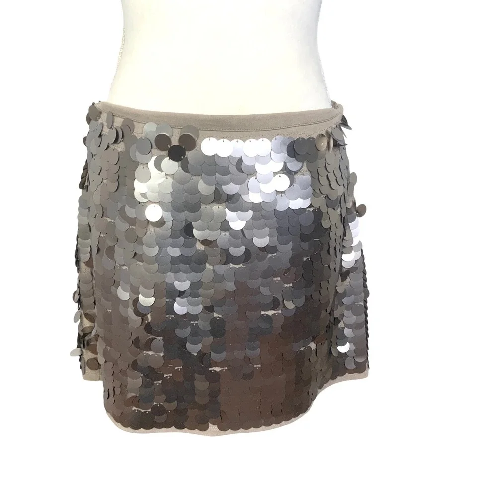 J. Crew Collection Sz Small Taupe Gray Paillette Sequin Skirt Top Set Outfit